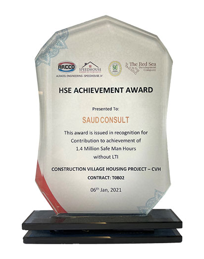 HSE Achievement Award achieving 1.4 Million Safe Man-Hours 